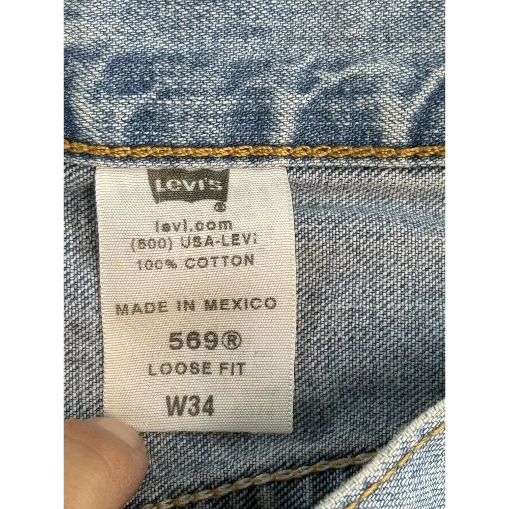Levi's 569 Shorts Mens 34 Light Wash Blue Denim Loose 11 Inseam Casual Summer